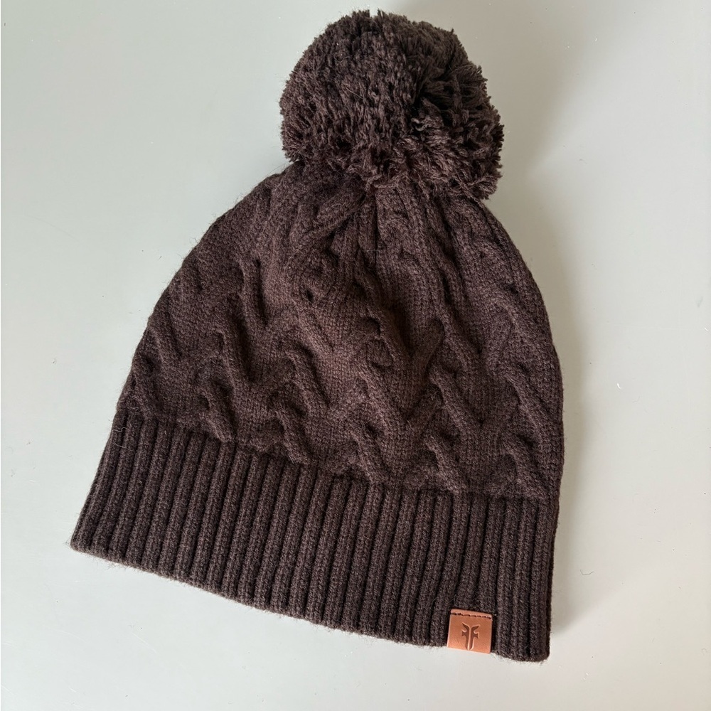 FRYE Brown Cable Knit Beanie One Size NWOT